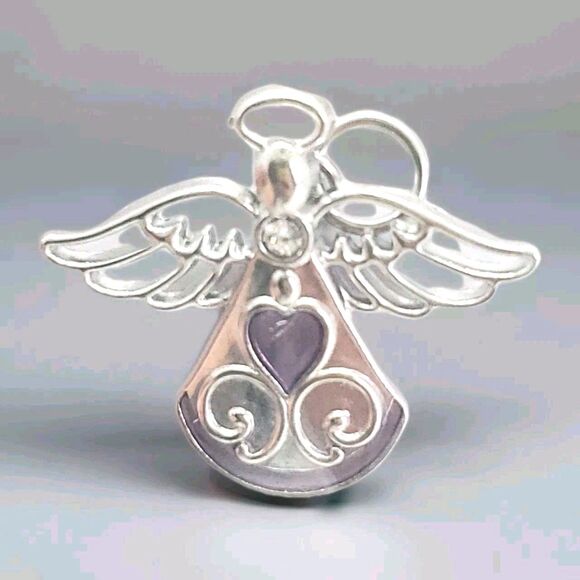 Ganz Get Well Angel Pin/Necklace Pendant Talisman Filigree Wings  Silver Tone - Picture 1 of 6